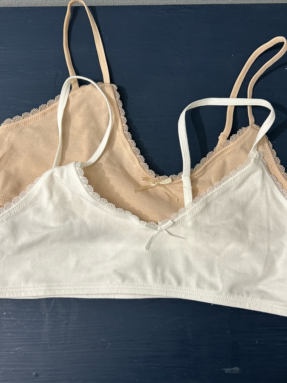 Target Girls 2-Pack Cream and Tan Cotton Bralette Tops NWOT